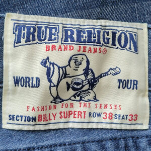True Religion Mens Denim Shorts Sz 34 Blue Jean Medium Wash‎ Whiskers